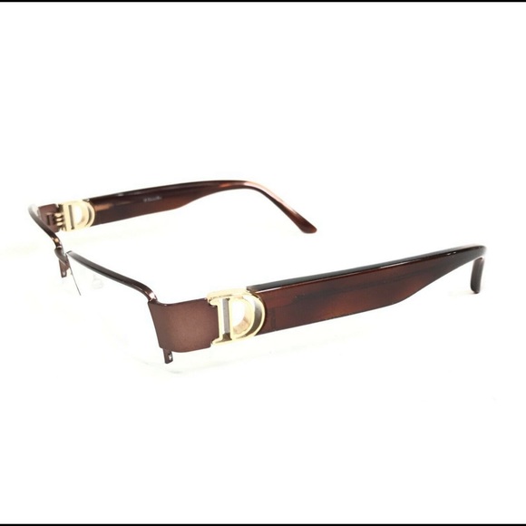 Christian Dior CD3703 AQO Eyeglasses Frames Brown Gold D Logo Half Rim 51-16-135 - Picture 6 of 8